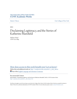 Disclaiming Legitimacy, and the Stories of Katherine Mansfield