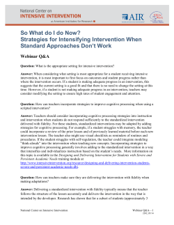 So What do I do Now? Strategies for Intensifying Intervention When