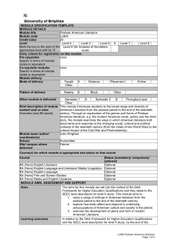 MODULE SPECIFICATION TEMPLATE MODULE DETAILS Module