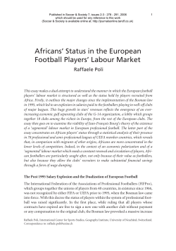 Africans` Status in the European Football Players