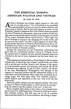THE ESSENTIAL DOMINO: AMERICAN POLITICS AND VIETNAM