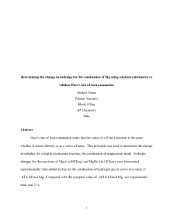 Determining the change in enthalpy for the combustion