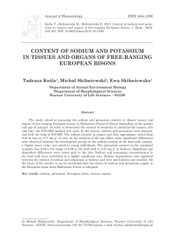 content of sodium and potassium in tissues and organs of free