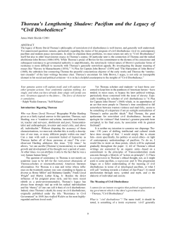Thoreau`s Lengthening Shadow: Pacifism and the Legacy of “Civil