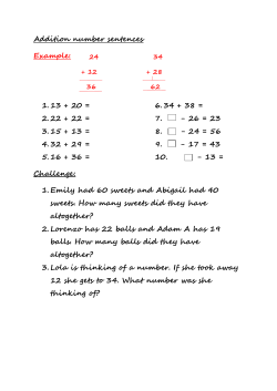 Addition number sentences
