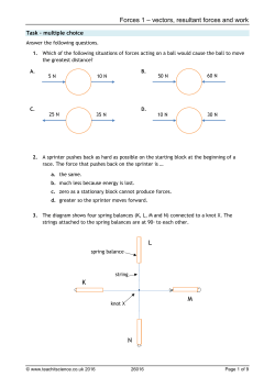 Forces 1 &ndash; vectors, resultant forces and work KLMN