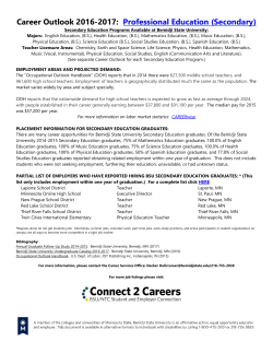 Career Outlook 2016-2017: Professional Education (Secondary)