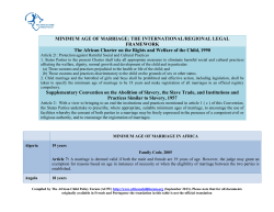 MINIMUM AGE OF MARRIAGE: THE INTERNATIONAL/REGIONAL LEGAL