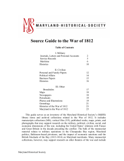 Guide to the War of 1812 Sources