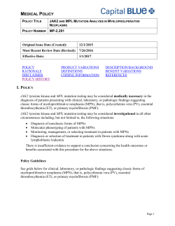 JAK2 and MPL Mutation Analysis in Myeloproliferative Neoplasms