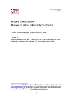 Shaping Globalization The role of global public policy networks