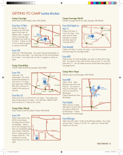 GETTING TO CAMP Location directions