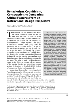 Behaviorism, Cognitivism, Constructivism