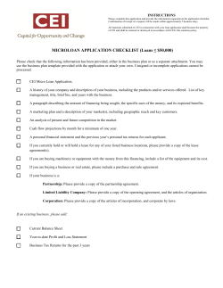 MICROLOAN APPLICATION CHECKLIST (Loans &le; $50,000)