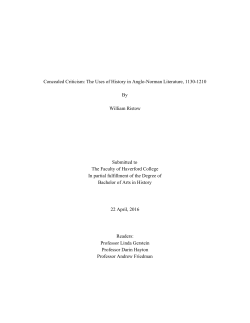 Concealed Criticism: The Uses of History in AngloNorman Literature