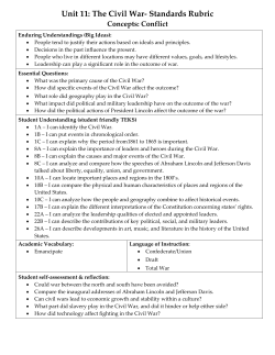 Unit 11: The Civil War- Standards Rubric