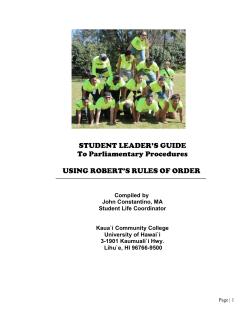 STUDENT LEADER`S GUIDE To Parliamentary Procedures