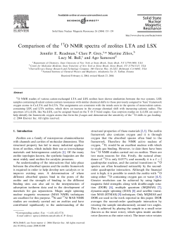 Comparison of the O NMR spectra of zeolites LTA and LSX