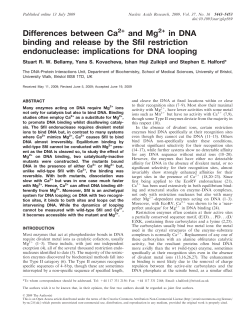 Differences between Ca and Mg in DNA binding and release by the