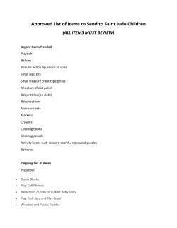 Approved List of Items to Send to Saint Jude Children (ALL ITEMS