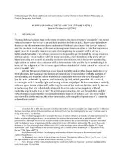 Hobbes on Moral Virtue and the Laws of Nature