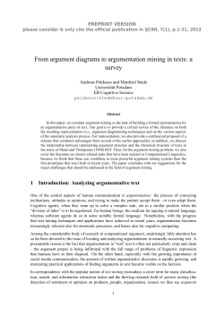 From argument diagrams to argumentation mining in texts: a survey