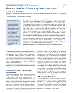 Risks and benefits of thoracic epidural anaesthesia