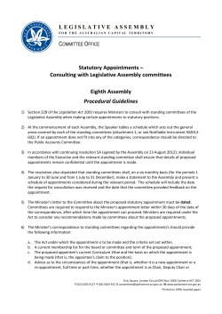 Statutory Appointments - ACT Legislative Assembly