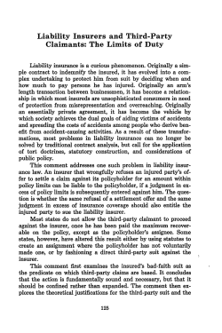 Liability Insurers and Third-Party Claimants: The