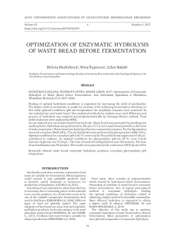 OPTIMIZATION OF ENZYMATIC HYDROLYSIS OF WASTE BREAD