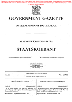 Sugar Amendment Act - South African Government