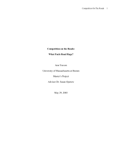 Competition on the Roads: What Fuels Road Rage? Ann Travers