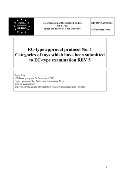 EC-type approval protocol No. 1 Categories of toys which have been