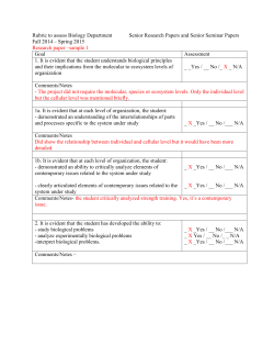 Rubric to assess Biology Department Senior Research Papers and