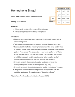 Homophone Bingo! - Ideal Consulting Services