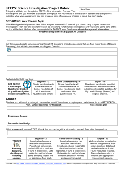 STEPS: Science Investigation/Project Rubric