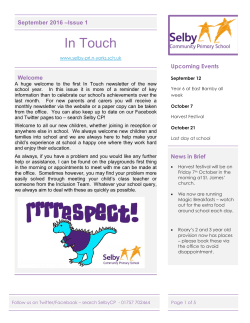 In Touch Issue 1 - Selby Community Primary School