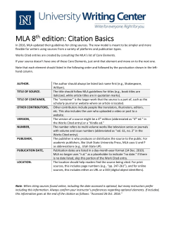 MLA 8th edition: Citation Basics
