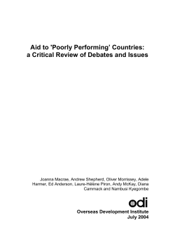Aid to `Poorly Performing` Countries: a Critical Review of Debates