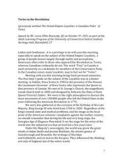 Tories in the Revolution - for United Empire Loyalists` Association of