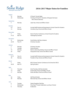 2016-‐2017 Major Dates for Families