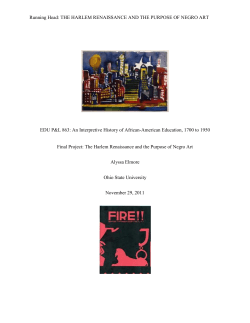 The Harlem Renaissance and the Purpose of Negro Art by Alyssa