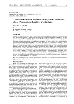 The effect of cadmium on several photosynthetic parameters of pea