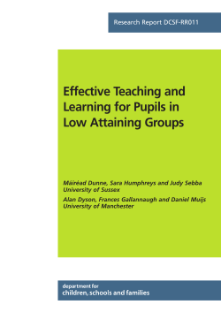 Effective Teaching and Learning for Pupils in Low Attaining Groups
