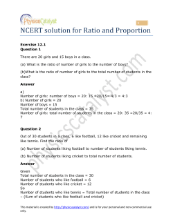 NCERT solution for Ratio and Proportion