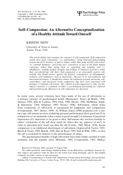 Self-Compassion: An Alternative Conceptualization of a