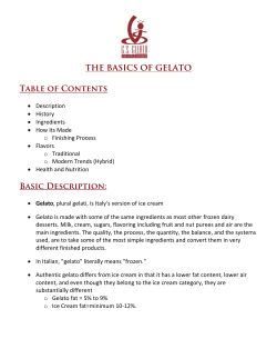 THE BASICS OF GELATO Table of Contents