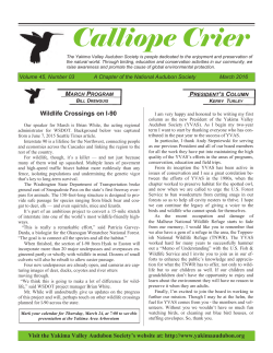 Calliope Crier - Yakima Valley Audubon Society