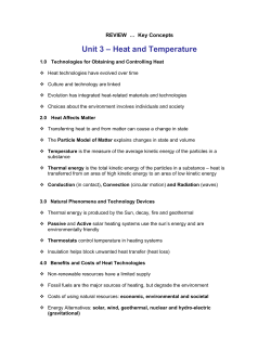 Unit 3 – Heat and Temperature