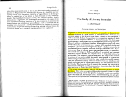 The Study of Literary Formulas